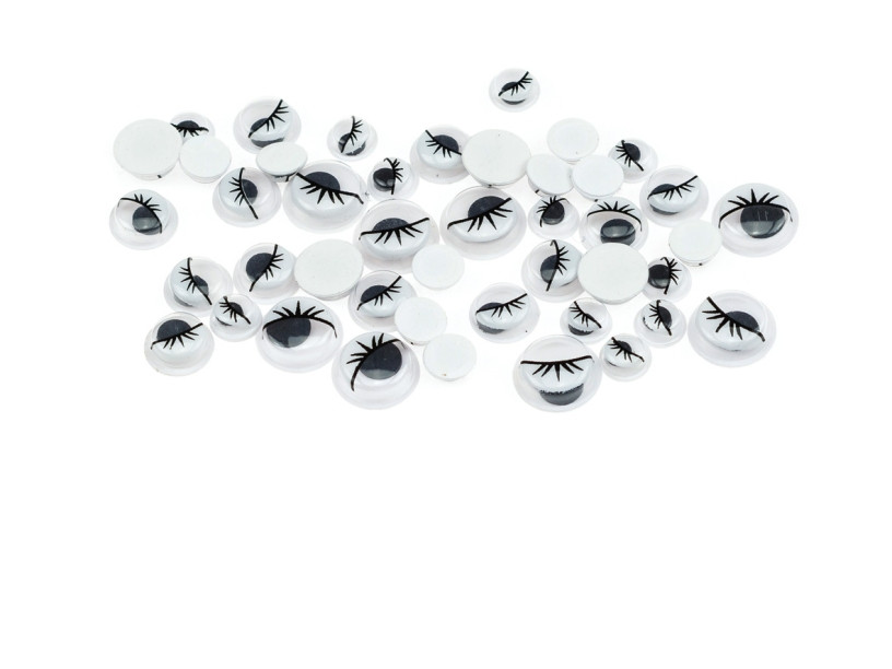 Ruchome oczka czarne rzęsy 6, 8,10mm (44szt) RO14 Brewis